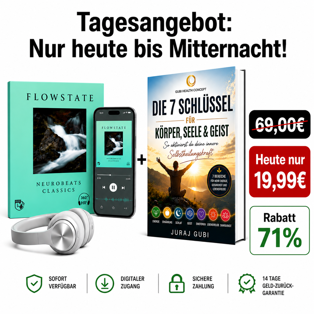 NeuroBeats - Flowstate: Stress reduzieren, klarer denken und innere Balance finden – spürbar entspannter nach nur 7 Minuten.