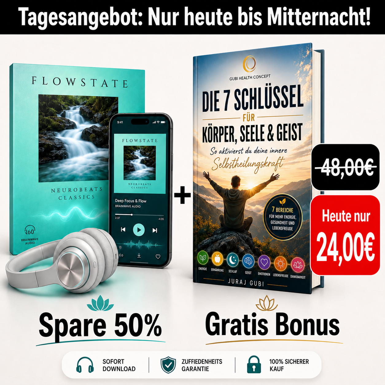 NeuroBeats Flowstate: Stress reduzieren, klarer denken und innere Balance finden – spürbar entspannter nach nur 7 Minuten.