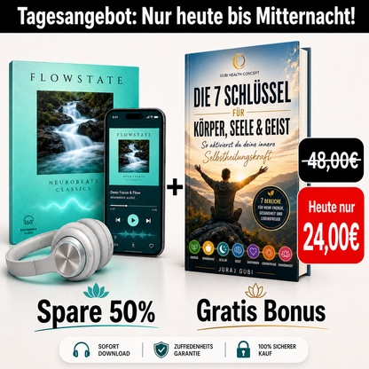 NeuroBeats Flowstate: Stress reduzieren, klarer denken und innere Balance finden – spürbar entspannter nach nur 7 Minuten.